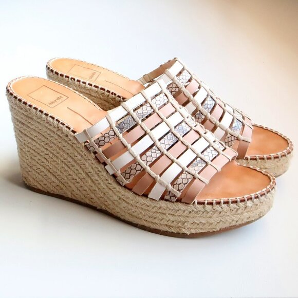 Dolce Vita Beige Platform Espadrille Wedge Heel Mule Sandals Slip-on Summer Shoe - Picture 16 of 16
